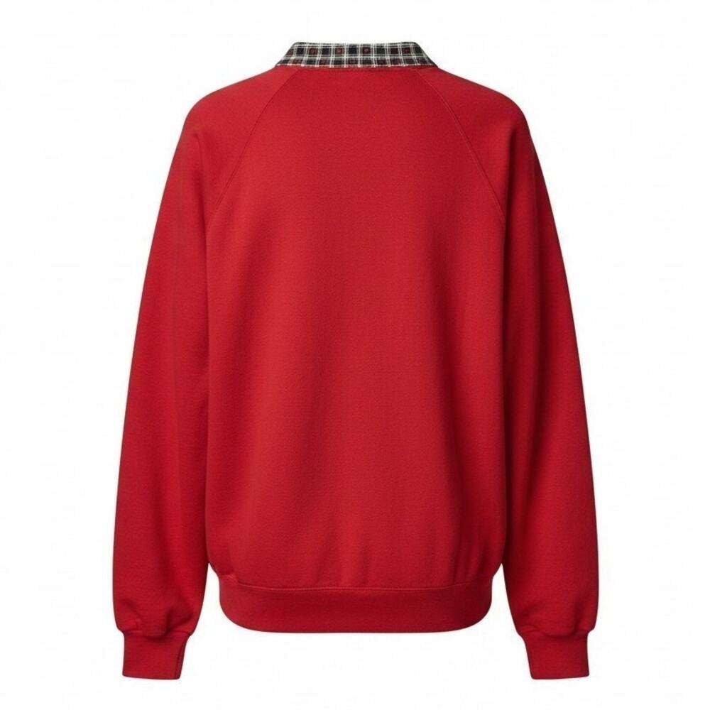 Handcrafted Unique 3XL Red Knit Teacher Core ABC Fleece Cardigan Jacket - Picture 3 of 12